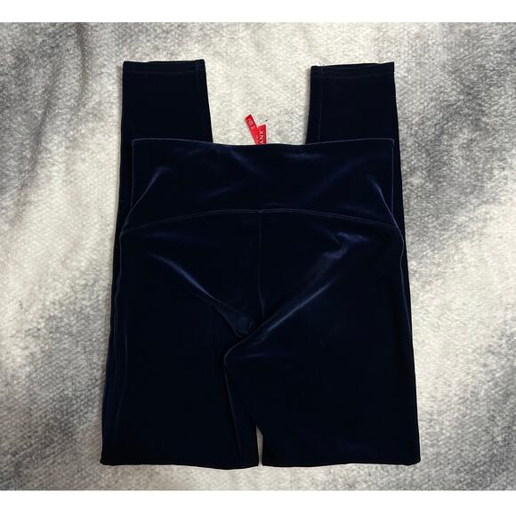 Spanx Velvet Lapis Night Blue Leggings Full Length Business Casual Size Large - Picture 3 of 12